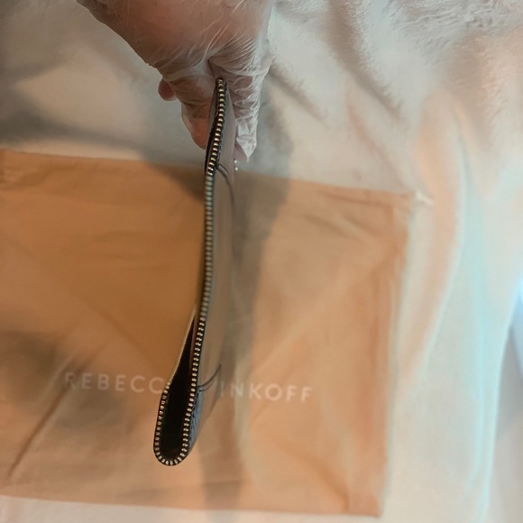 Rebecca Minkoff Pink & Black Snake Embossed Leather Leo Clutch w/ Dust Bag! - Picture 4 of 9